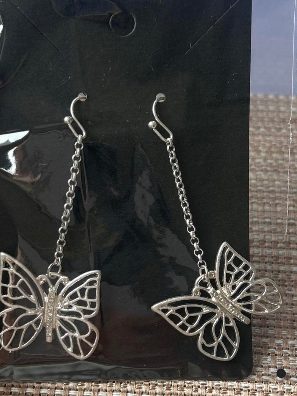 Silver Butterfly Drop Earrings Costume Jewelry